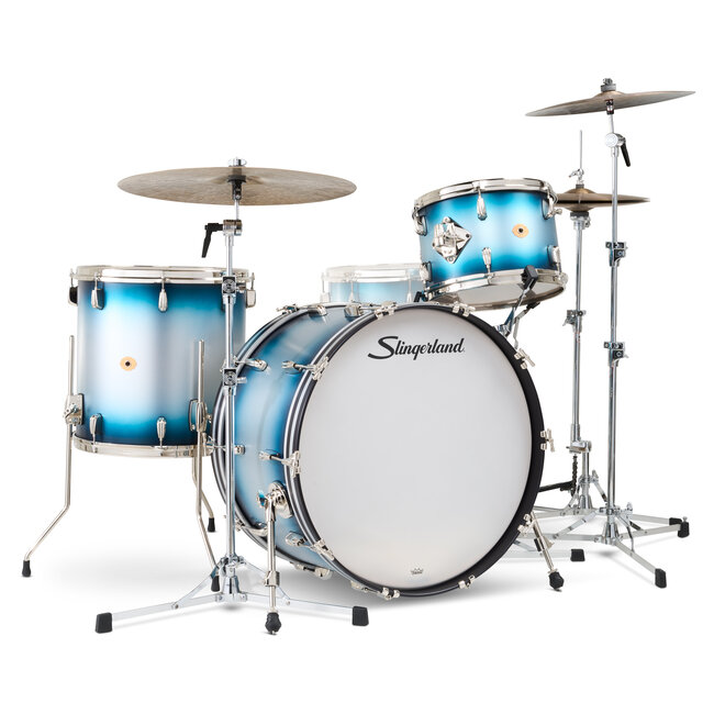 Slingerland - SLKTLSK24N03AI371 - 3pc Radio King Kit, 13/16F/24K, Blue & Silver Special Lacquer, Nickel Hardware