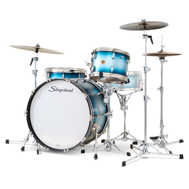 Slingerland - SLKTLSK24N03AI371 - 3pc Radio King Kit, 13/16F/24K, Blue & Silver Special Lacquer, Nickel Hardware