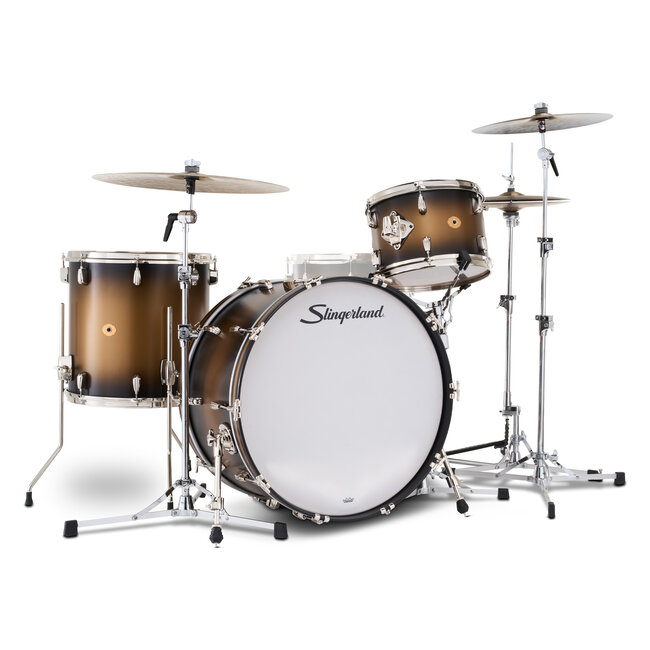 Slingerland - SLKTLSK24N03AI372 - 3pc Radio King Kit, 13/16F/24K, Black & Gold Special Lacquer, Nickel Hardware