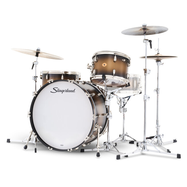 Slingerland - SLKTLSK24N03AI372 - 3pc Radio King Kit, 13/16F/24K, Black & Gold Special Lacquer, Nickel Hardware