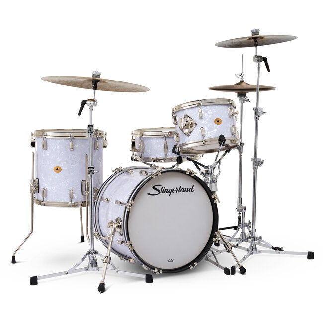 Slingerland - SLKTFPK18N04AZ016 - 4pc Radio King Kit, 12/14F/18K/5.5S, White Marine Wrap, Nickel Hardware