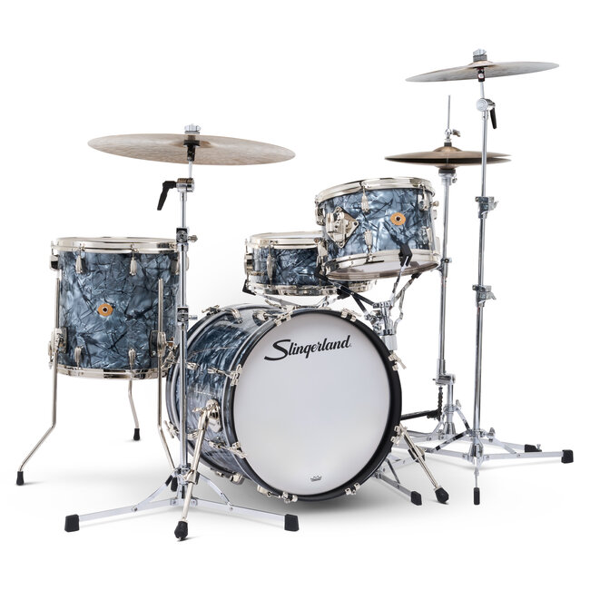 Slingerland - SLKTFPK18N04AZ069 - 4pc Radio King Kit, 12/14F/18K/5.5S, Black Diamond Wrap, Nickel Hardware