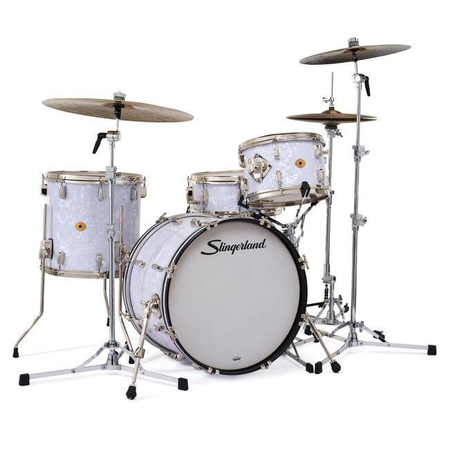 Slingerland - SLKTFPK20N04DK016 - 4pc Radio King Kit, 12/14F/20K/5.5S, White Marine Wrap, Nickel Hardware