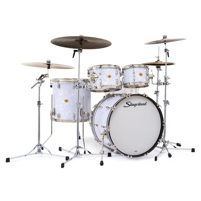 Slingerland - SLKTFPK22N04DL016 - 4pc Radio King Kit, 10/12/16F/22K, White Marine Wrap, Nickel Hardware