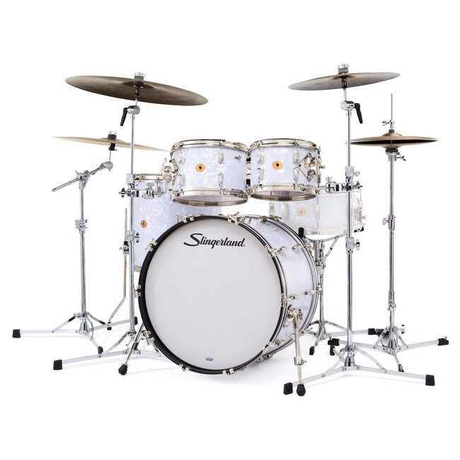 Slingerland - SLKTFPK22N04DL016 - 4pc Radio King Kit, 10/12/16F/22K, White Marine Wrap, Nickel Hardware