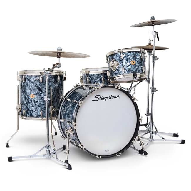 Slingerland - SLKTFPK22N04DN069 - 4pc Radio King Kit, 13/16F/22K/6.5S, Black Diamond Wrap, Nickel Hardware