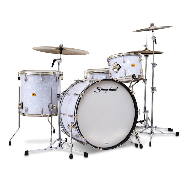Slingerland - SLKTFPK24N04BF016 - 4pc Radio King Kit, 13/16F/24K/6.5S, White Marine Wrap, Nickel Hardware