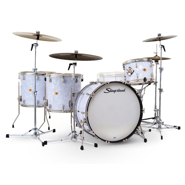 Slingerland - SLKTFPK24N04DO016 - 4pc Radio King Kit, 13/16F/18F/24K, White Marine Wrap, Nickel Hardware