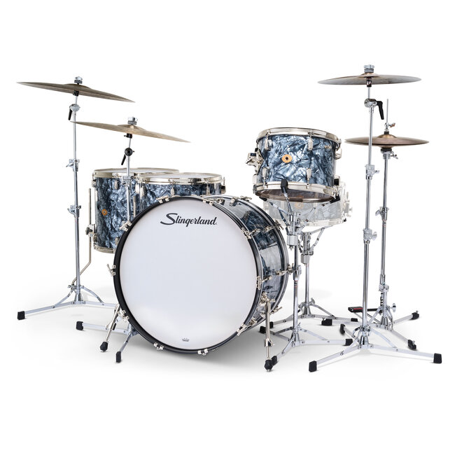 Slingerland - SLKTFPK24N04DO069 - 4pc Radio King Kit, 13/16F/18F/24K, Black Diamond Wrap, Nickel Hardware