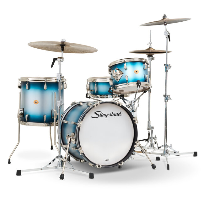 Slingerland - SLKTLSK18N04AZ371 - 4pc Radio King Kit, 12/14F/18K/5.5S, Blue & Silver Special Lacquer, Nickel Hardware