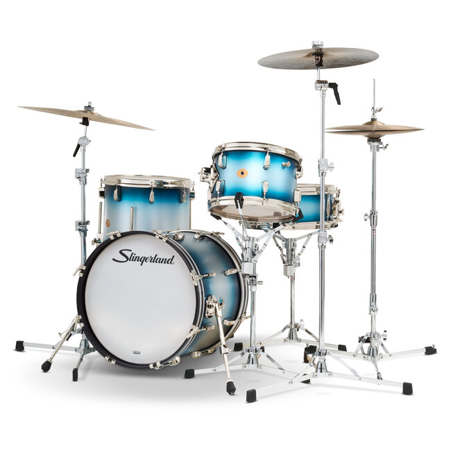 Slingerland - SLKTLSK18N04AZ371 - 4pc Radio King Kit, 12/14F/18K/5.5S, Blue & Silver Special Lacquer, Nickel Hardware
