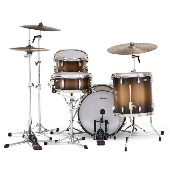 Slingerland - SLKTLSK18N04AZ372 - 4pc Radio King Kit, 12/14F/18K/5.5S, Black & Gold Special Lacquer, Nickel Hardware