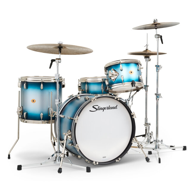 Slingerland - SLKTLSK20N04DK371 - 4pc Radio King Kit, 12/14F/20K/5.5S, Blue & Silver Special Lacquer, Nickel Hardware