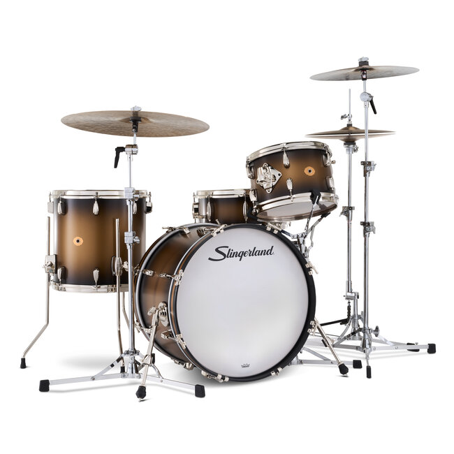 Slingerland - SLKTLSK20N04DK372 - 4pc Radio King Kit, 12/14F/20K/5.5S, Black & Gold Special Lacquer, Nickel Hardware
