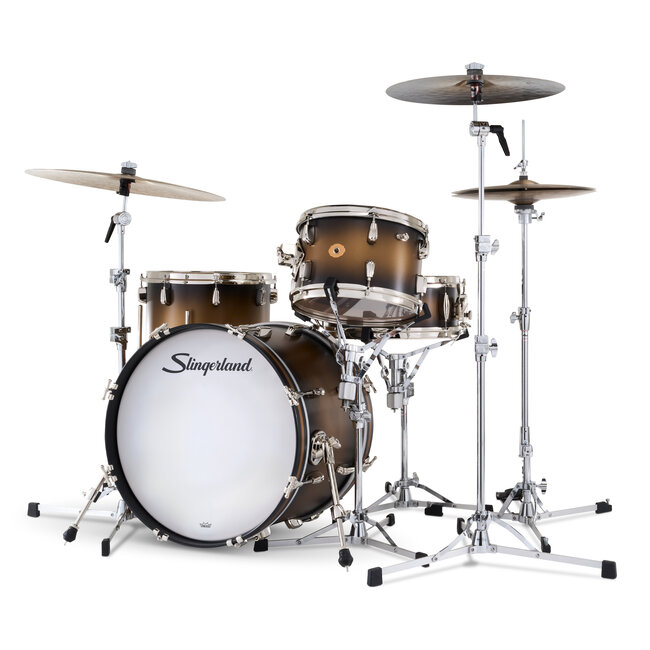 Slingerland - SLKTLSK20N04DK372 - 4pc Radio King Kit, 12/14F/20K/5.5S, Black & Gold Special Lacquer, Nickel Hardware