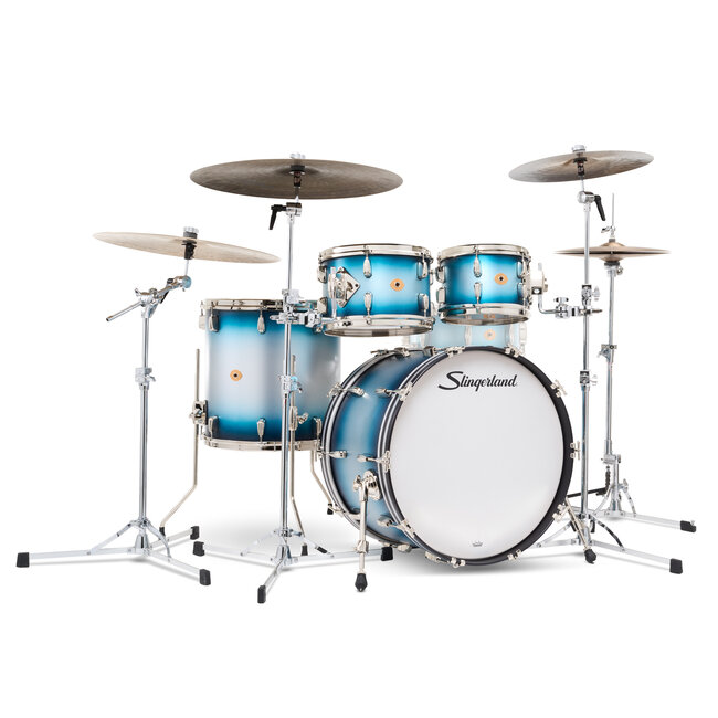 Slingerland - SLKTLSK22N04DL371 - 4pc Radio King Kit, 10/12/16F/22K, Blue & Silver Special Lacquer, Nickel Hardware