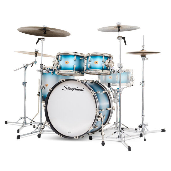 Slingerland - SLKTLSK22N04DL371 - 4pc Radio King Kit, 10/12/16F/22K, Blue & Silver Special Lacquer, Nickel Hardware