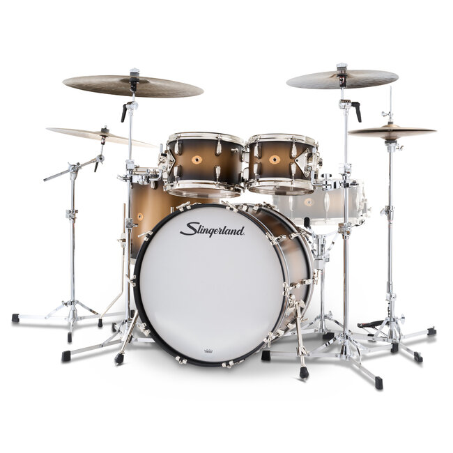 Slingerland - SLKTLSK22N04DL372 - 4pc Radio King Kit, 10/12/16F/22K, Black & Gold Special Lacquer, Nickel Hardware