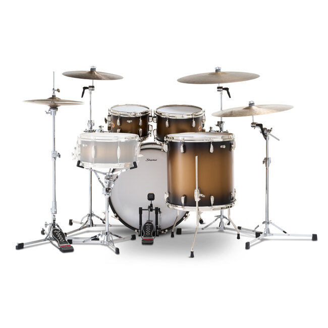 Slingerland - SLKTLSK22N04DL372 - 4pc Radio King Kit, 10/12/16F/22K, Black & Gold Special Lacquer, Nickel Hardware