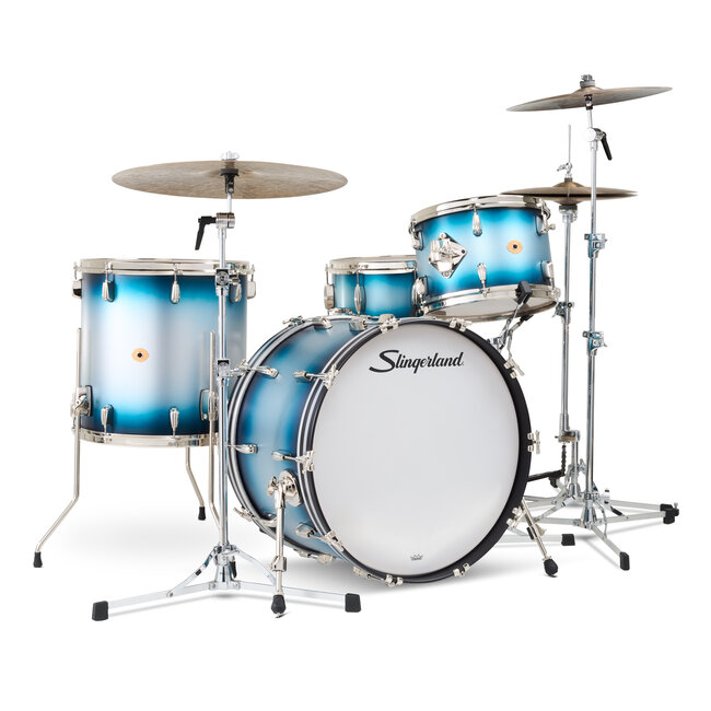Slingerland - SLKTLSK22N04DN371 - 4pc Radio King Kit, 13/16F/22K/6.5S, Blue & Silver Special Lacquer, Nickel Hardware