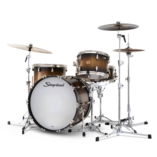 Slingerland - SLKTLSK22N04DN372 - 4pc Radio King Kit, 13/16F/22K/6.5S, Black & Gold Special Lacquer, Nickel Hardware