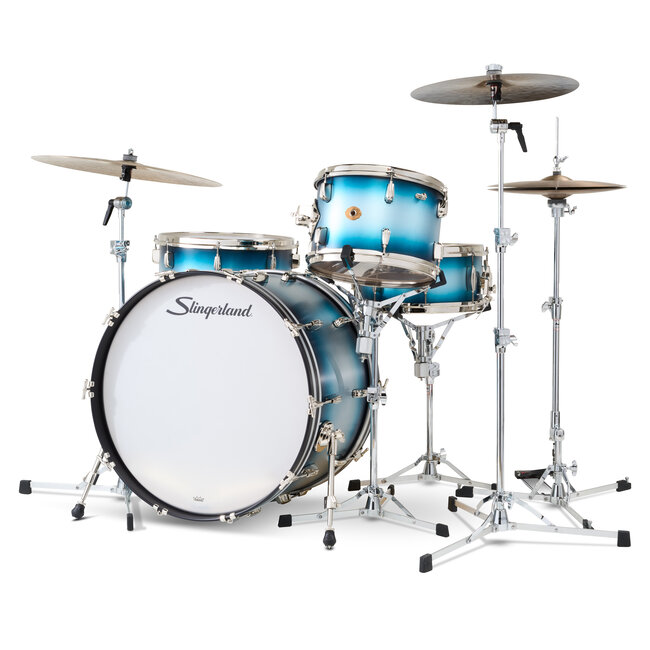 Slingerland - SLKTLSK24N04BF371 - 4pc Radio King Kit, 13/16F/24K/6.5S, Blue & Silver Special Lacquer, Nickel Hardware