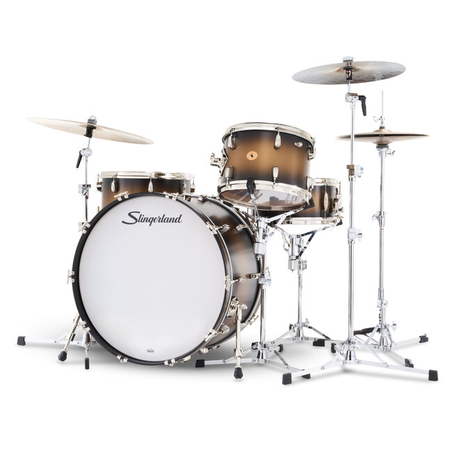 Slingerland - SLKTLSK24N04BF372 - 4pc Radio King Kit, 13/16F/24K/6.5S, Black & Gold Special Lacquer, Nickel Hardware