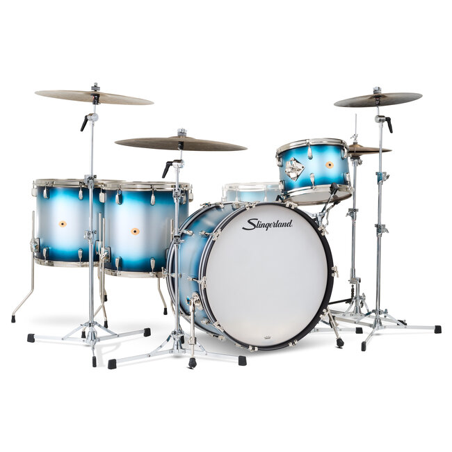 Slingerland - SLKTLSK24N04DO371 - 4pc Radio King Kit, 13/16F/18F/24K, Blue & Silver Special Lacquer, Nickel Hardware