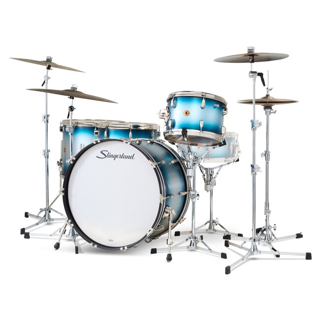Slingerland - SLKTLSK24N04DO371 - 4pc Radio King Kit, 13/16F/18F/24K, Blue & Silver Special Lacquer, Nickel Hardware
