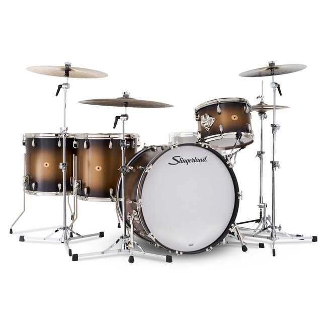 Slingerland - SLKTLSK24N04DO372 - 4pc Radio King Kit, 13/16F/18F/24K, Black & Gold Special Lacquer, Nickel Hardware