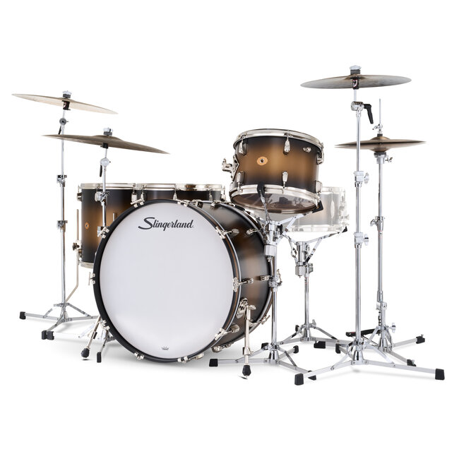 Slingerland - SLKTLSK24N04DO372 - 4pc Radio King Kit, 13/16F/18F/24K, Black & Gold Special Lacquer, Nickel Hardware