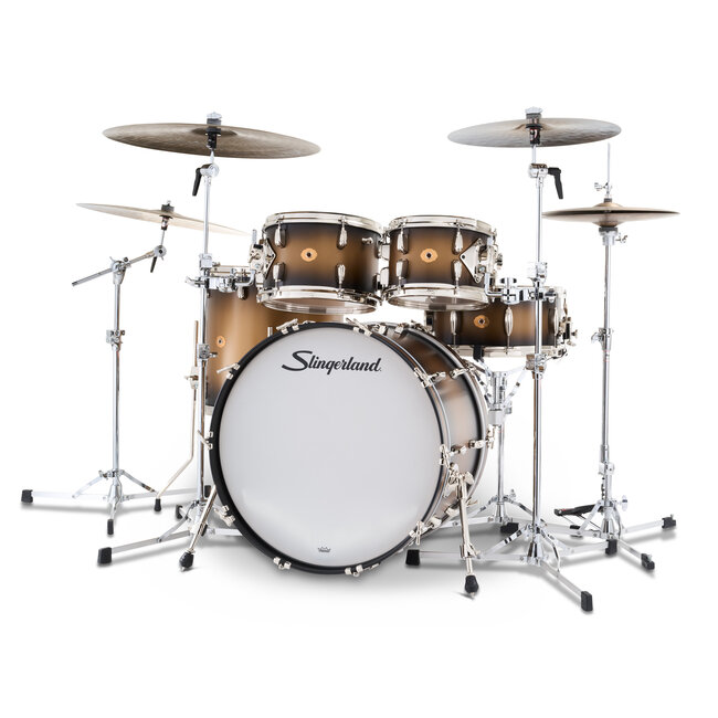 Slingerland - SLKTLSK22N05DM372 - 5pc Radio King Kit, 10/12/16F/22K/6.5S, Black & Gold Special Lacquer, Nickel Hardware