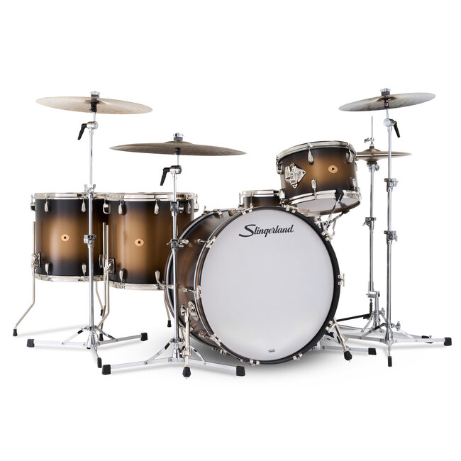 Slingerland - SLKTLSK24N05DP372 - 5pc Radio King Kit, 13/16F/18F/24K/6.5S, Black & Gold Special Lacquer, Nickel Hardware
