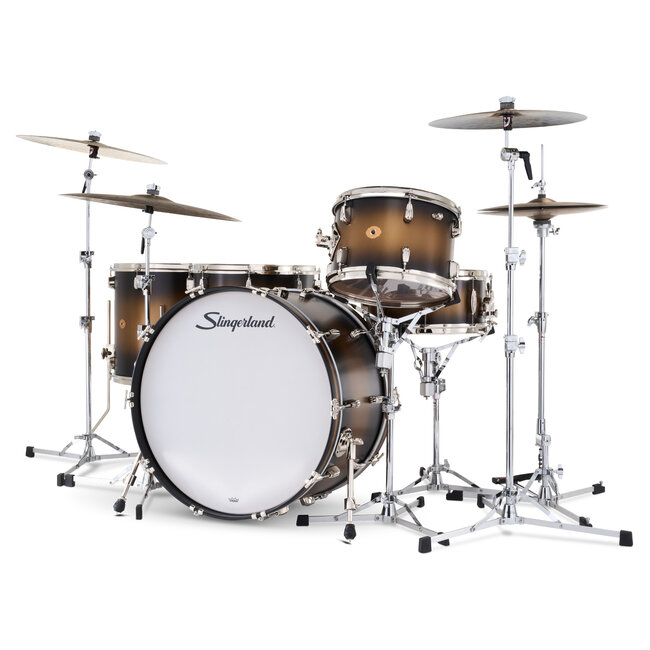 Slingerland - SLKTLSK24N05DP372 - 5pc Radio King Kit, 13/16F/18F/24K/6.5S, Black & Gold Special Lacquer, Nickel Hardware