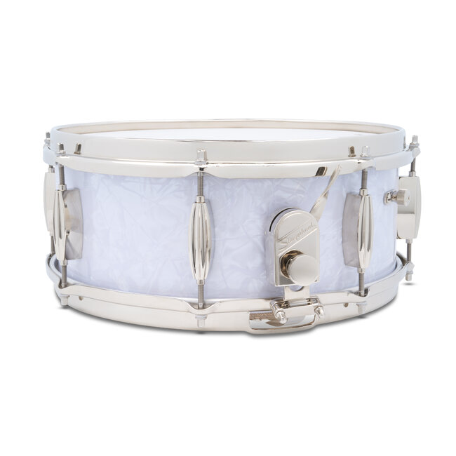 Slingerland - SLFP5514SSK016 - 5.5x14 Mahogany/Poplar Snare, White Marine Pearl Wrap, Nickel Hardware