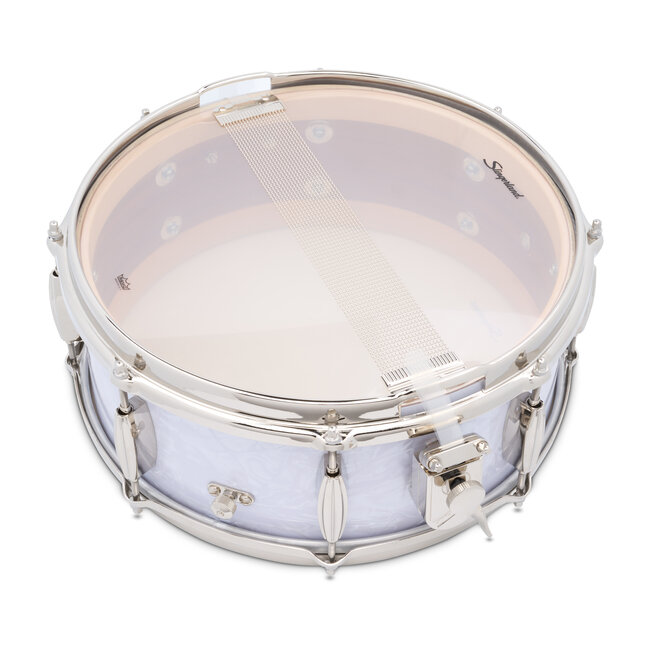 Slingerland - SLFP5514SSK016 - 5.5x14 Mahogany/Poplar Snare, White Marine Pearl Wrap, Nickel Hardware