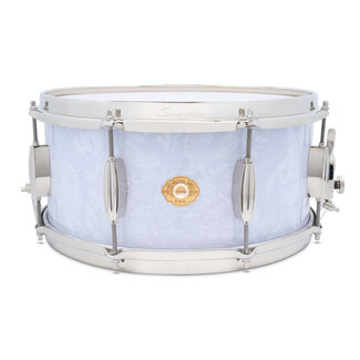 Slingerland Slingerland - SLFP6514SSK016 - 6.5x14 Mahogany/Poplar Snare, White Marine Pearl Wrap, Nickel Hardware