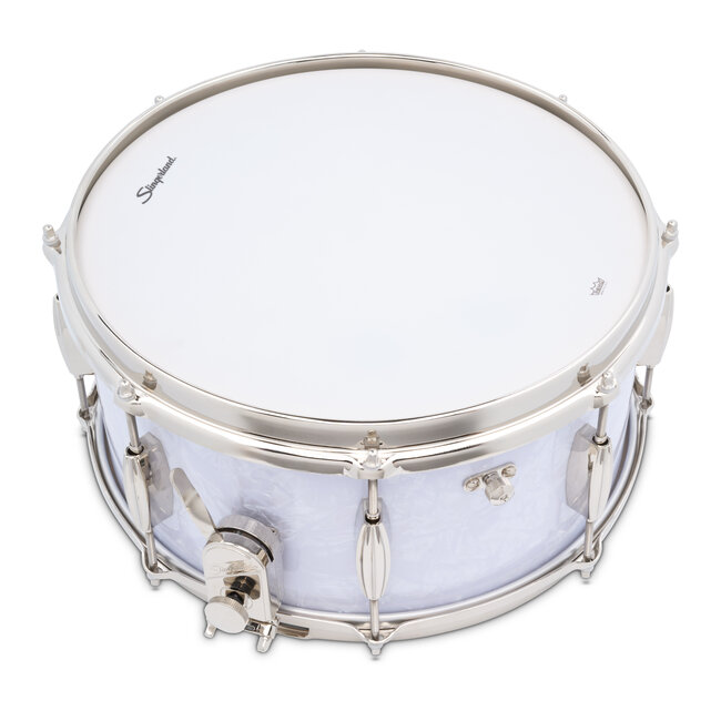 Slingerland - SLFP6514SSK016 - 6.5x14 Mahogany/Poplar Snare, White Marine Pearl Wrap, Nickel Hardware