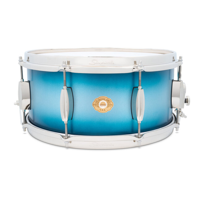 Slingerland - SLLS6514SSK371 - 6.5x14 Mahogany/Poplar Snare, Silver & Blue Lacquer, Nickel Hardware