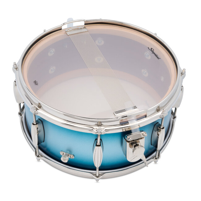 Slingerland - SLLS6514SSK371 - 6.5x14 Mahogany/Poplar Snare, Silver & Blue Lacquer, Nickel Hardware