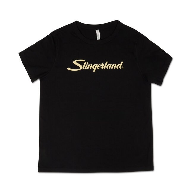 Slingerland - SL25SCRTWBLK-M - Womens Script Black Tee Medium