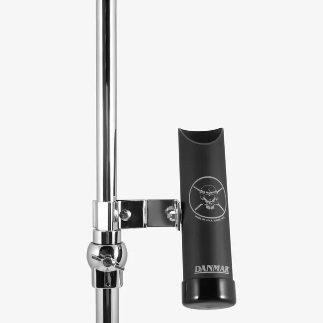 Danmar - 1027 - Stick Holder - Clamps To Any Stand W/ Angle Adjustment, Holds 3 Pairs - Black w/ Skull