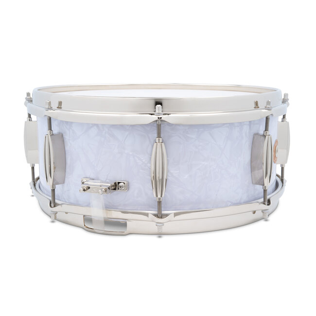 Slingerland - SLFP5514SSK016 - 5.5x14 Mahogany/Poplar Snare, White Marine Pearl Wrap, Nickel Hardware