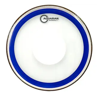 Aquarian Drumheads Aquarian - PFPD14BLUE - 14" Performance II Clear with Power Dot and Blue Ring