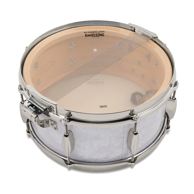Slingerland - SLFP6514SMK016-LTD - 6.5x14 Gene Krupa Solid Maple LTD Snare, White Marine Pearl, Nickel Hardware (#7 of 200)