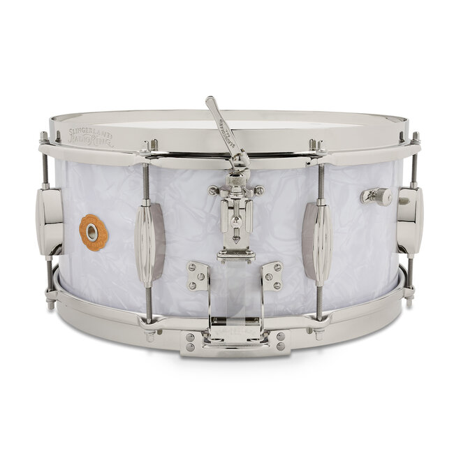 Slingerland - SLFP6514SMK016-LTD - 6.5x14 Gene Krupa Solid Maple LTD Snare, White Marine Pearl, Nickel Hardware (#7 of 200)