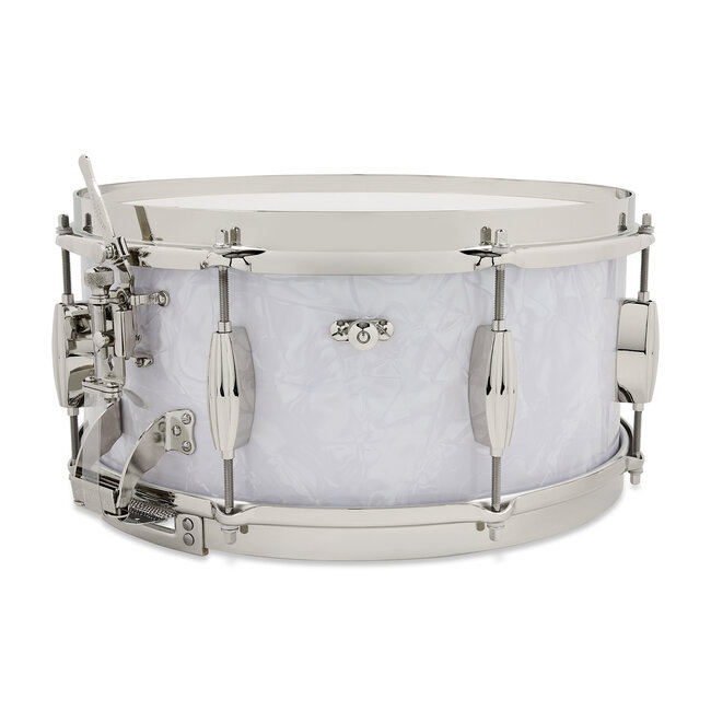 Slingerland - SLFP6514SMK016-LTD - 6.5x14 Gene Krupa Solid Maple LTD Snare, White Marine Pearl, Nickel Hardware (#7 of 200)