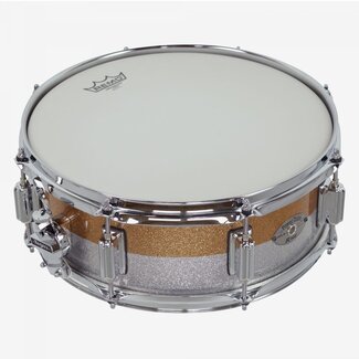 ROGERS Rogers - 24GSTT - Powertone 5x14 Snare Drum in Gold/Silver Sparkle Two-Tone Lacquer