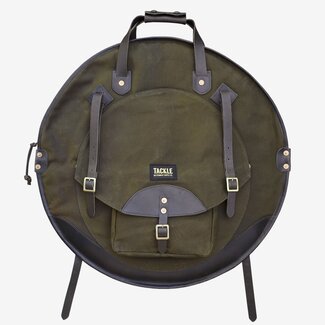 Tackle Tackle - BPCB-FGB22 - Backpack Cymbal Case - Forest Green Canvas With Dark Brown Leather 22"