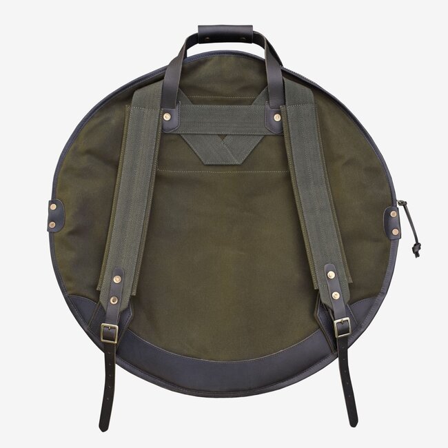 Tackle - BPCB-FGB24 - Backpack Cymbal Case - Forest Green Canvas With Dark Brown Leather 24"